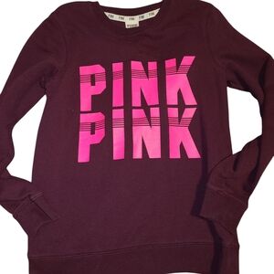 Pink Logo Burgundy Sweatshirt